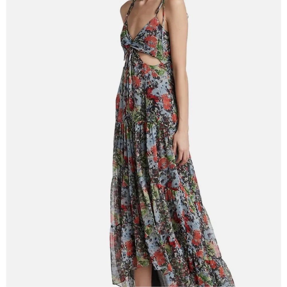 CING À SEPT Riki Tiered Floral Maxi Dress sz 6